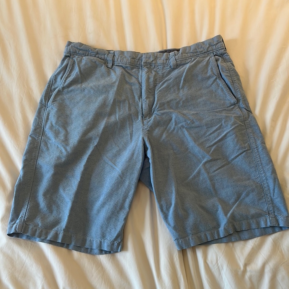 J Crew Club men’s light blue cotton shorts. Size 34 waist, 10.5” length
